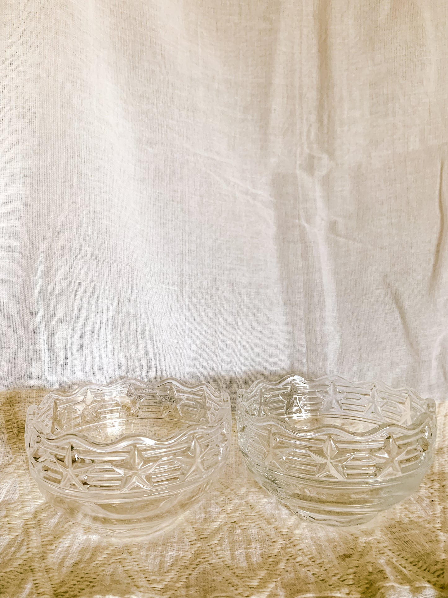 Vintage Tiffany & Co Stars Scalloped Crystal Bowls