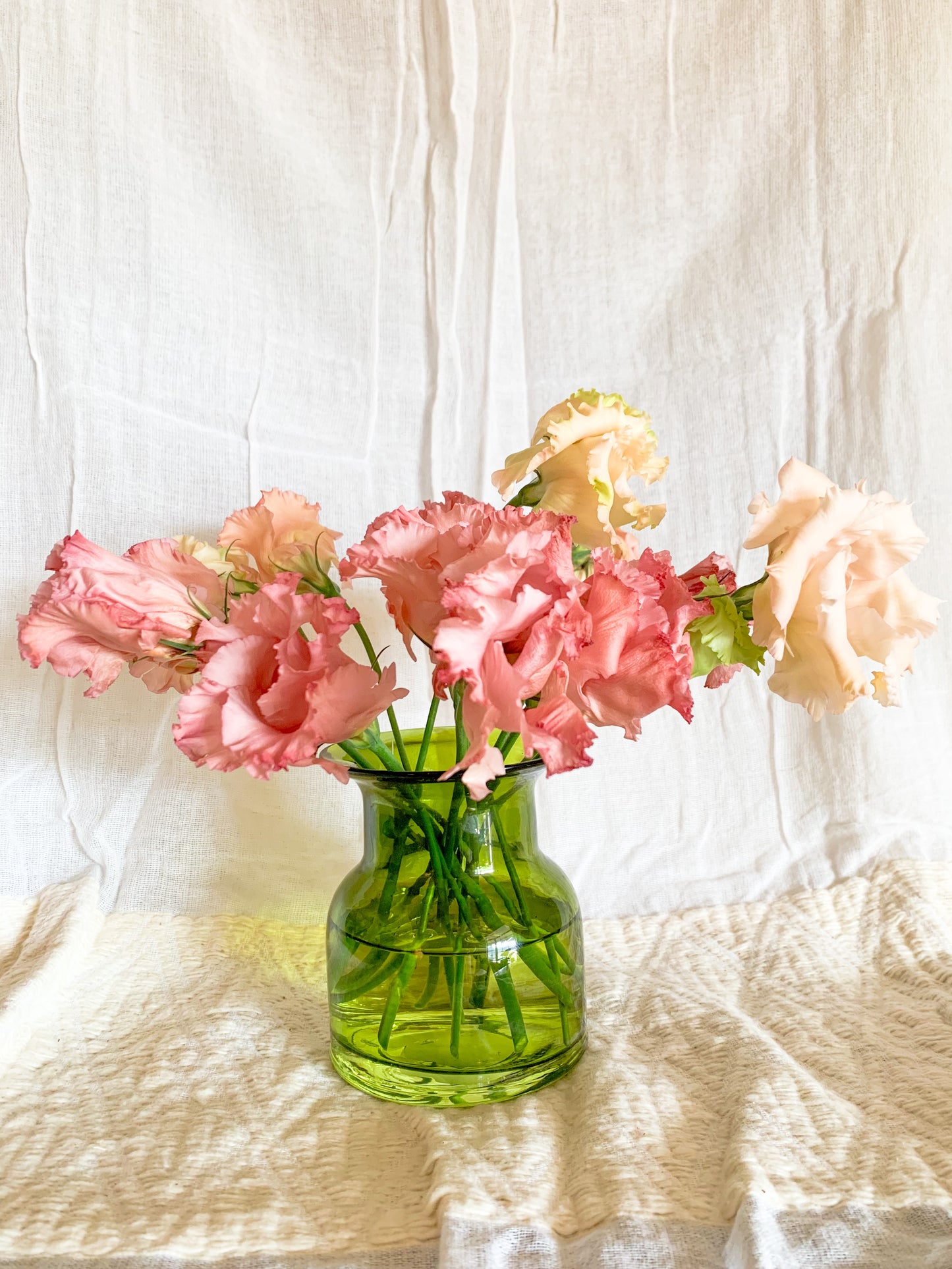 Mid-Century Hand Blown Olive Green Glass Vase