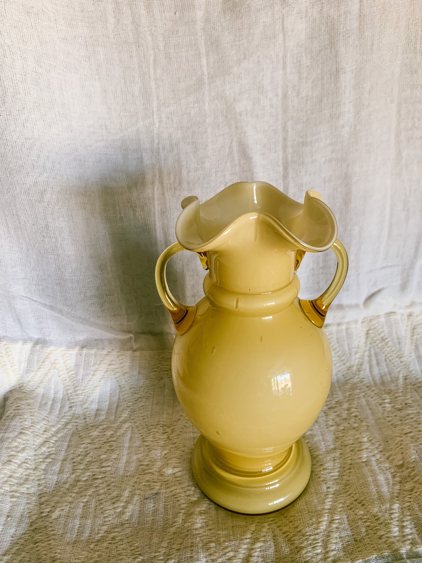 Vintage Czechoslovakia Butterscotch Cased Glass Vase