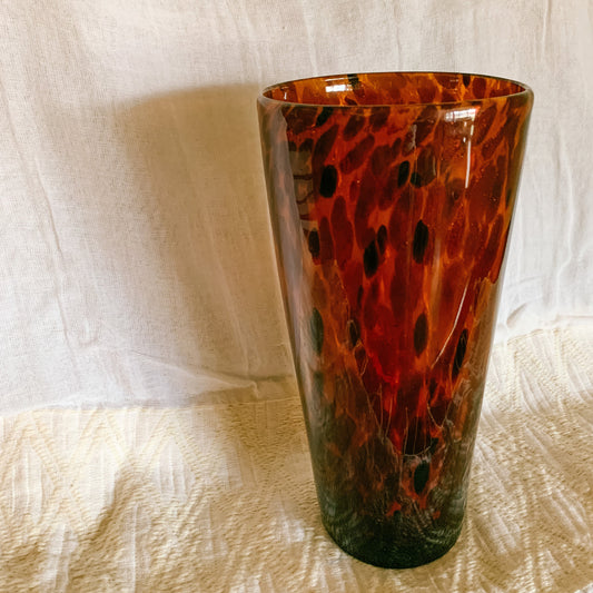 Vintage Blown Empoli style tortoise glass vase