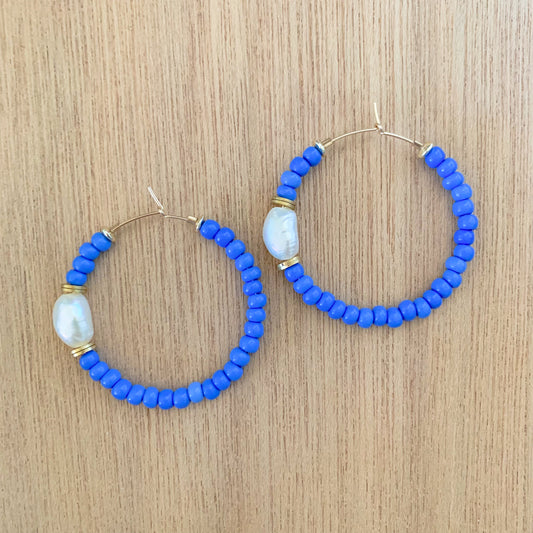 Italian Periwinkle and Pearl Hoops