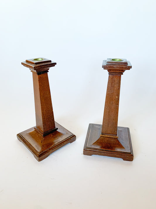 Vintage Georgian Wooden Candlesticks