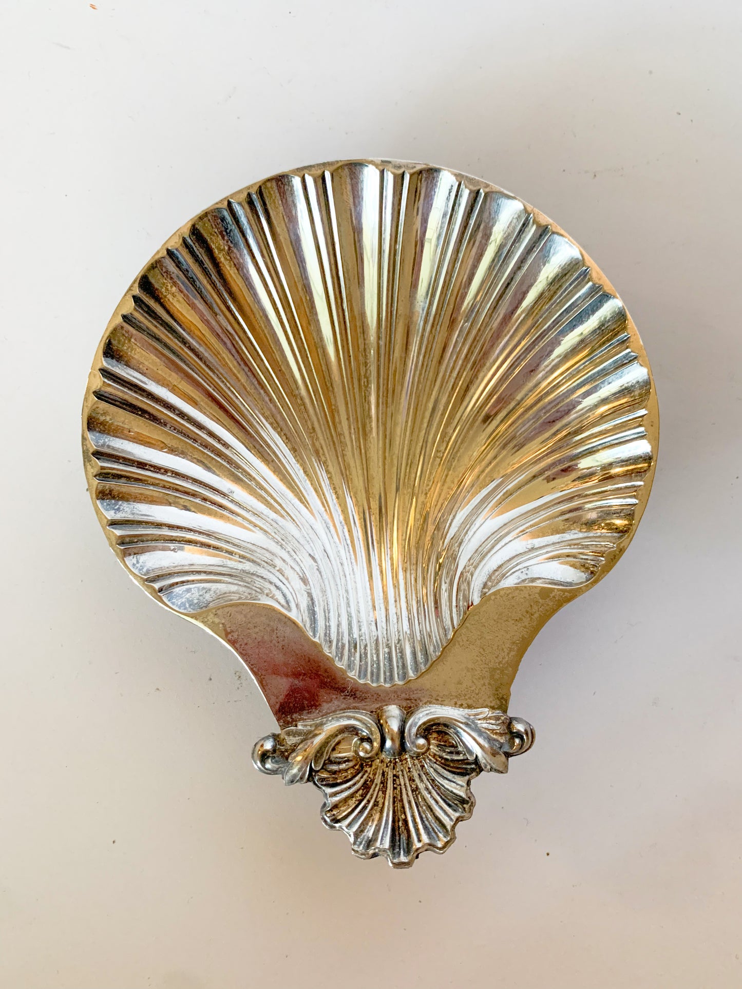 Vintage Sheffield Plate Silver Clam Shell Dish, trinket dish