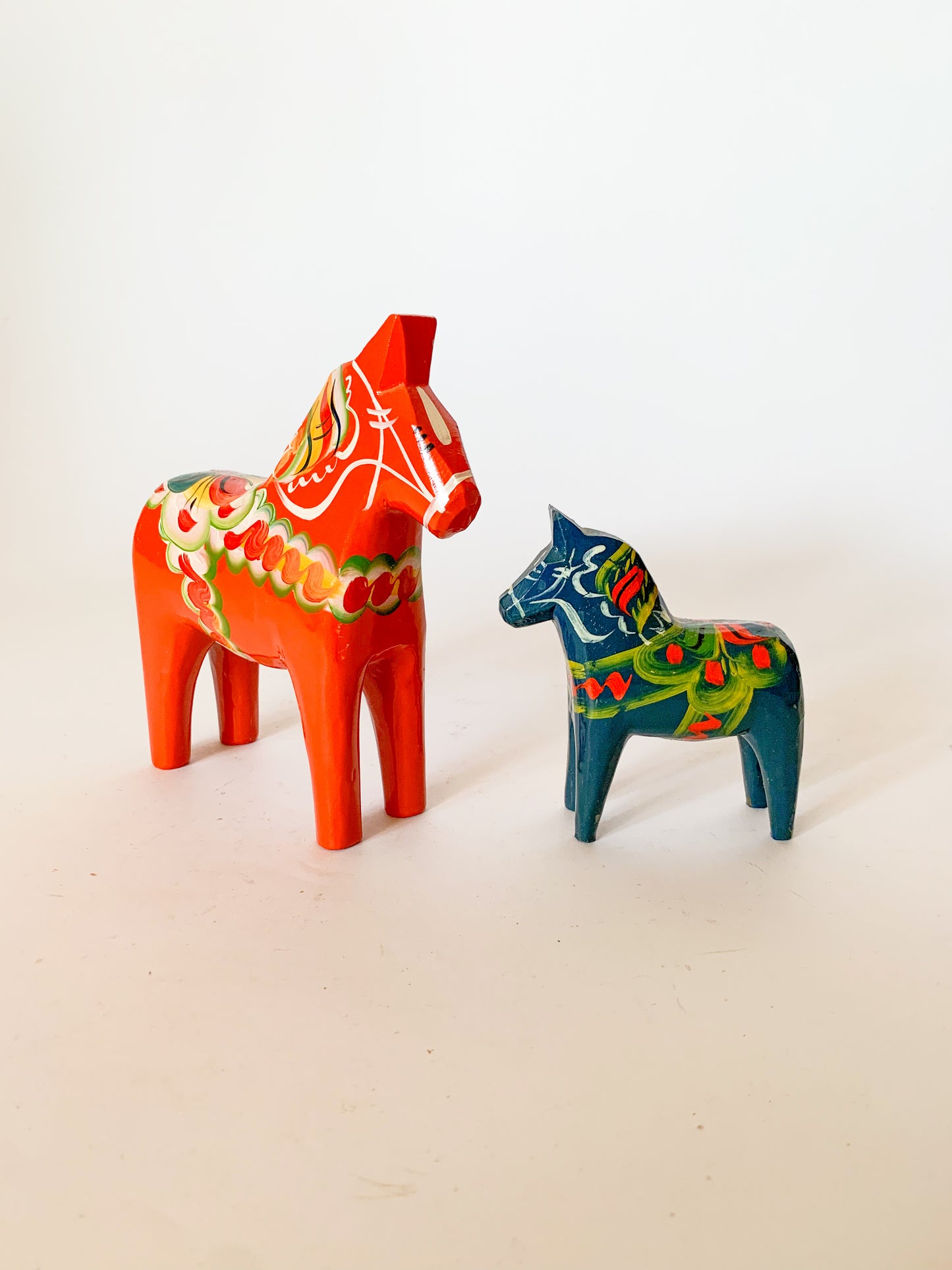 Late 20th Century Swedish Modern Hand Painted Dala Horses by Nils Olsson - a Pair