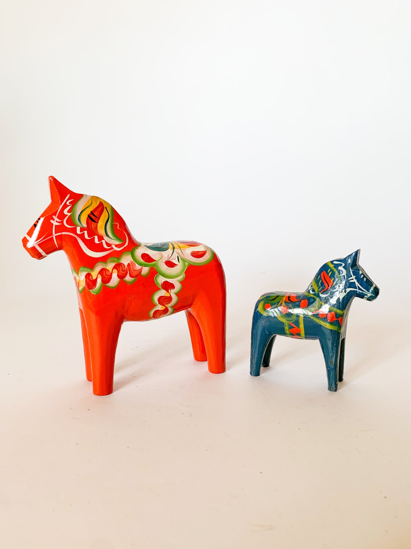 Late 20th Century Swedish Modern Hand Painted Dala Horses by Nils Olsson - a Pair