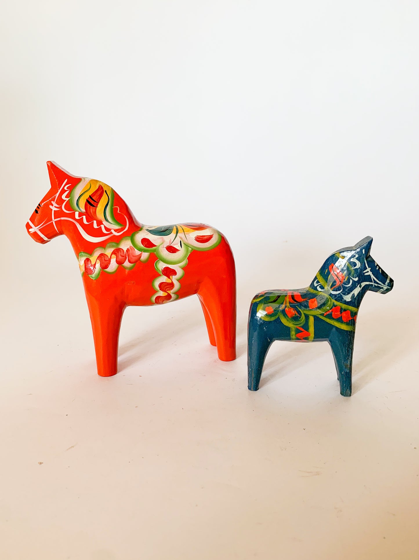 Late 20th Century Swedish Modern Hand Painted Dala Horses by Nils Olsson - a Pair