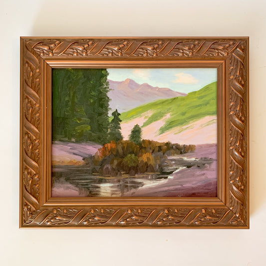 Original Framed River Landscape Oil on Canvas