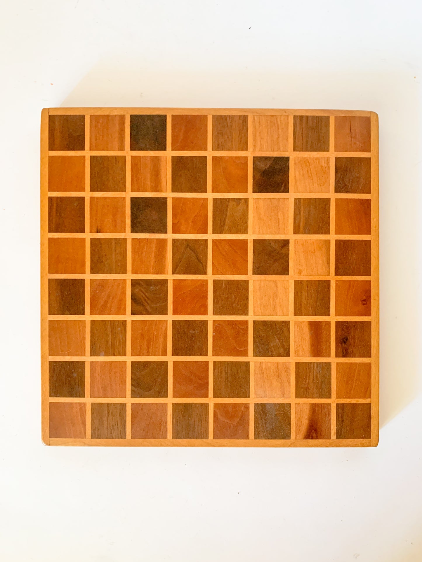 Vintage Inlaid Wood Checkerboard