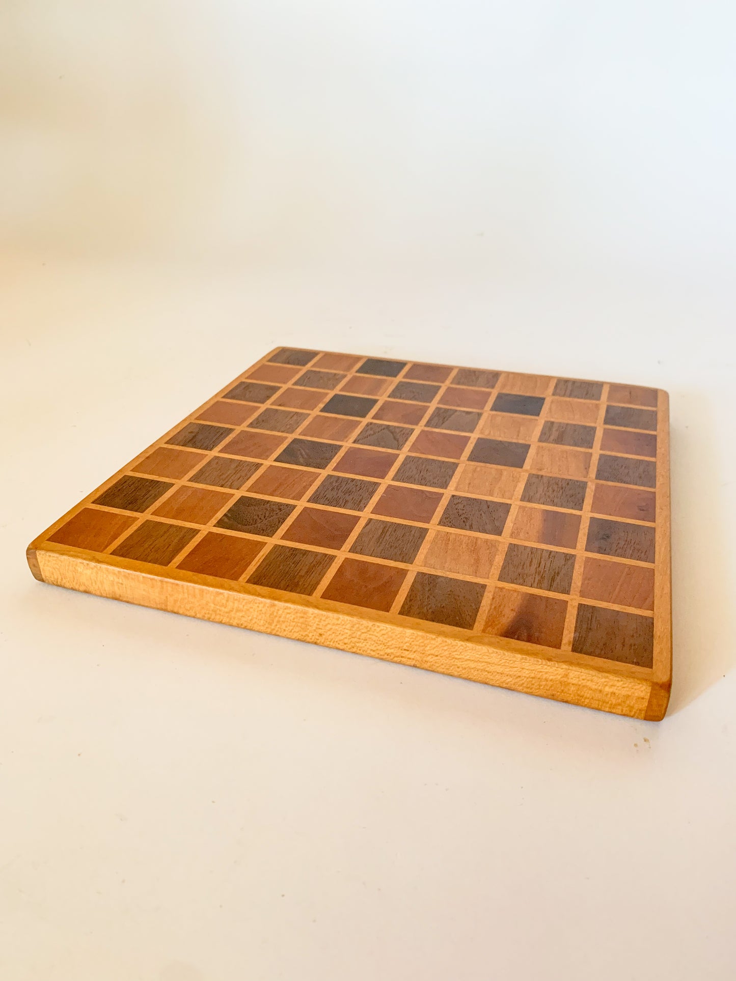 Vintage Inlaid Wood Checkerboard