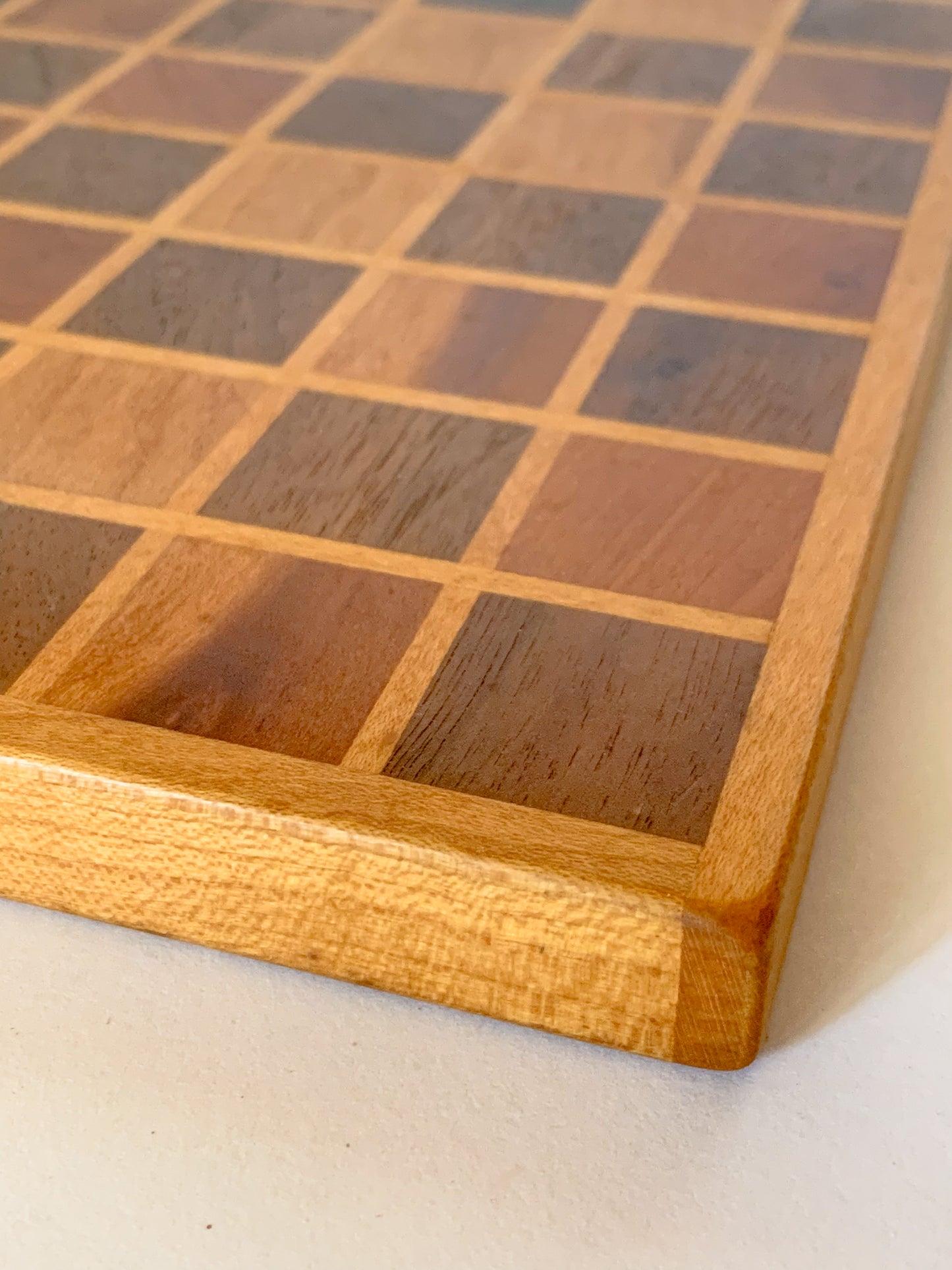 Vintage Inlaid Wood Checkerboard