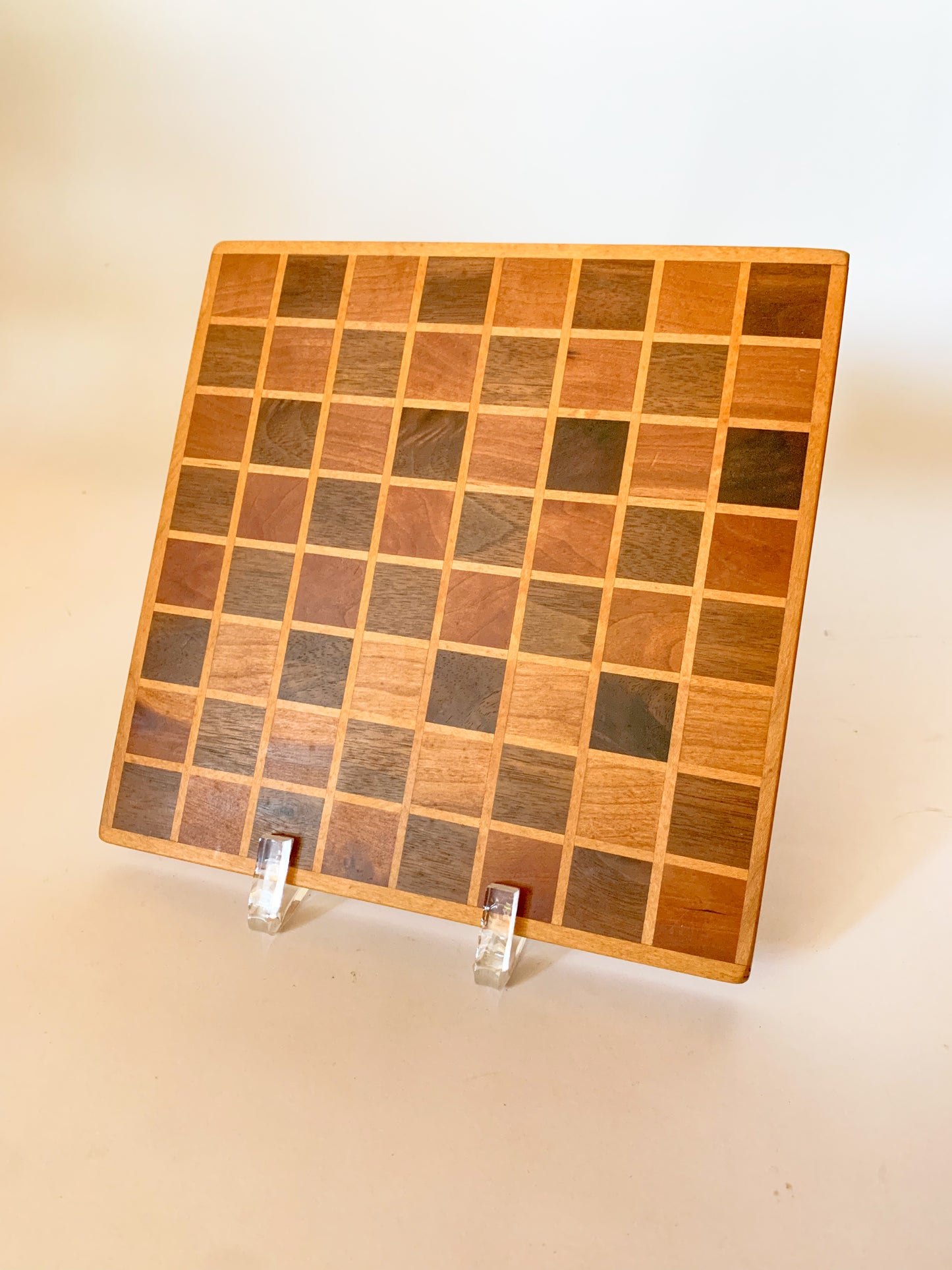 Vintage Inlaid Wood Checkerboard