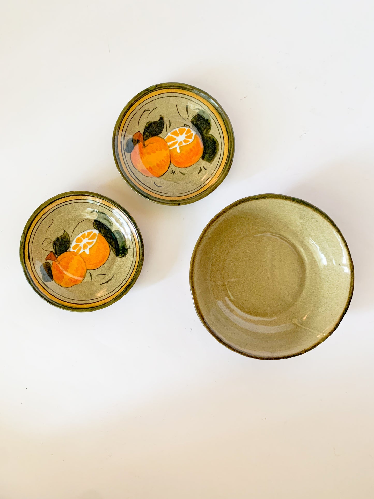 Vintage Mexican Redware Orange Dishes