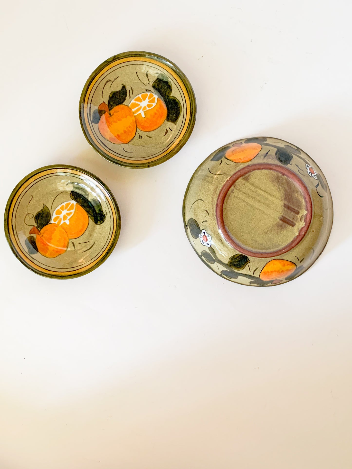 Vintage Mexican Redware Orange Dishes