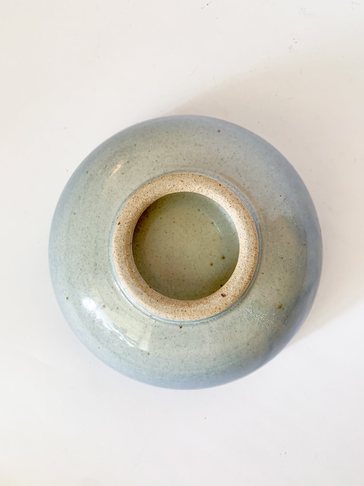 Studio Pottery Bowl with blue dash design on rim