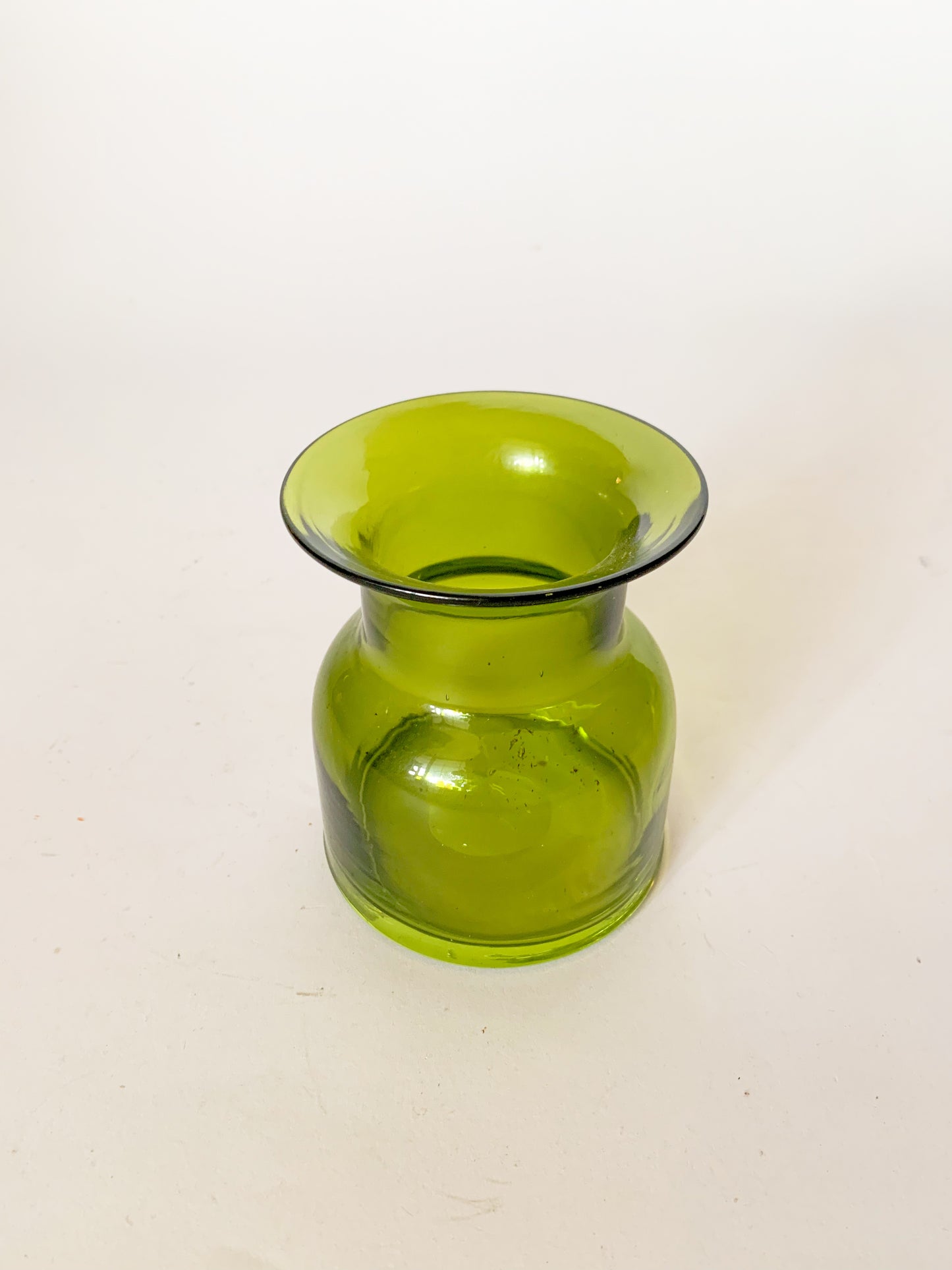 Mid-Century Hand Blown Olive Green Glass Vase